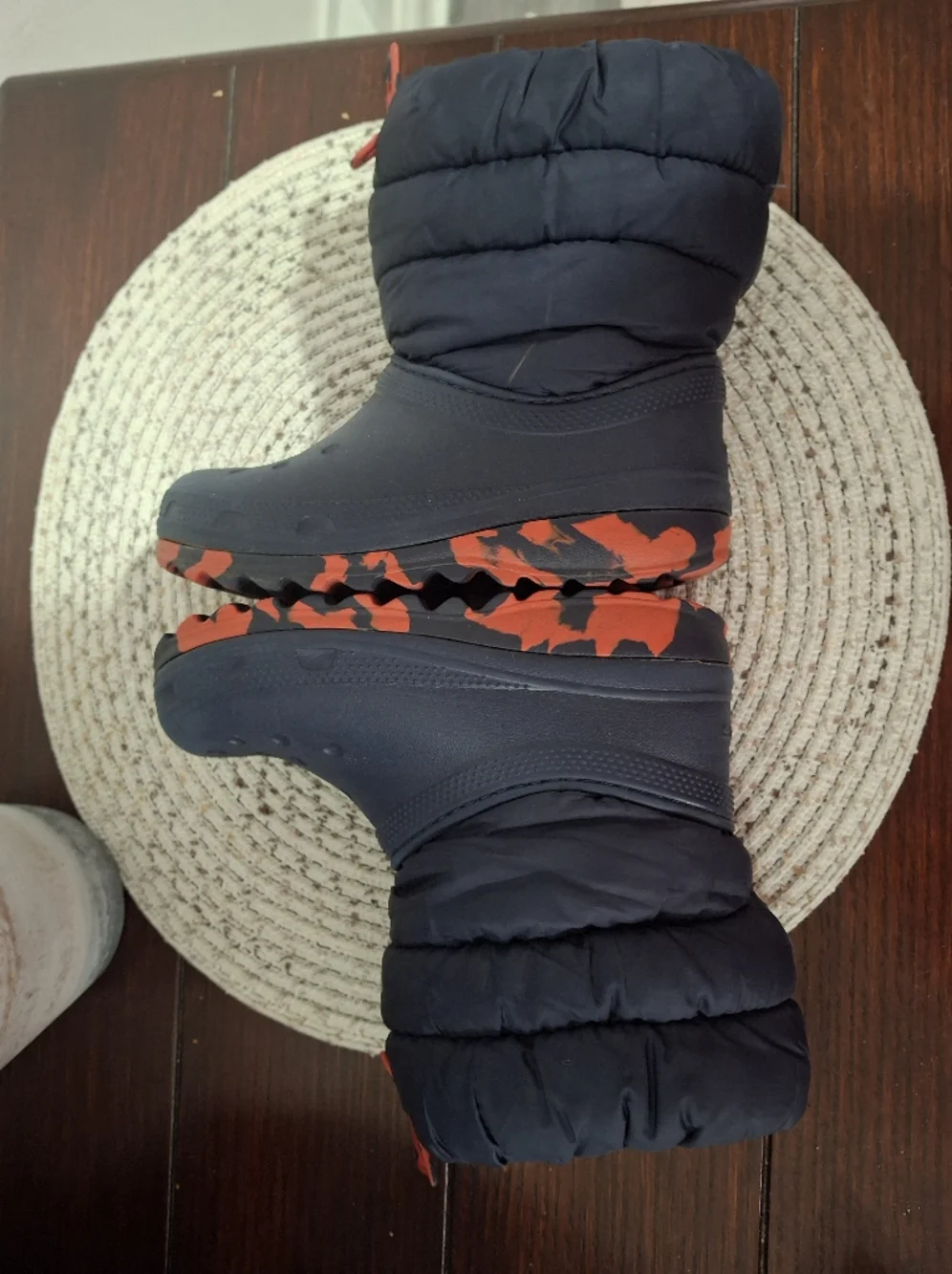 Kids Crocs Winter Boots - Navy with Red Accent Size 13.
